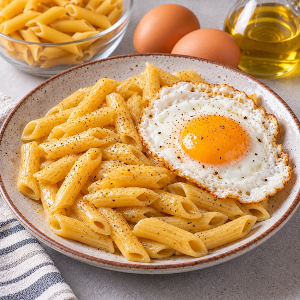 Макароны с яичницей
