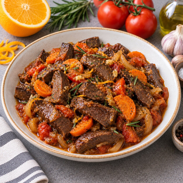 Говяжье сердце тушеное с овощами