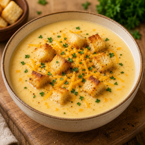 Сырный суп с гренками