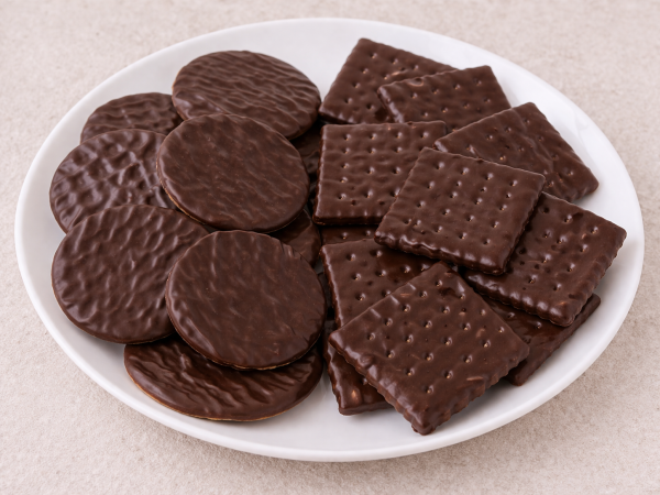 Печенья, крекеры, в шоколадной глазури