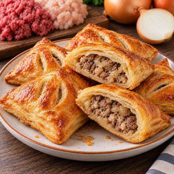 Слойки с говяжьим и куриным фаршем