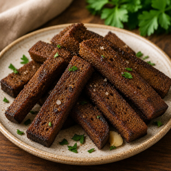 Жареный черный хлеб