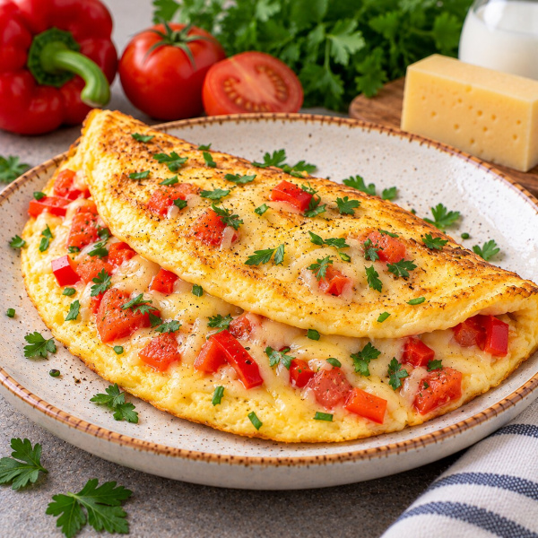 Омлет с сыром и овощами