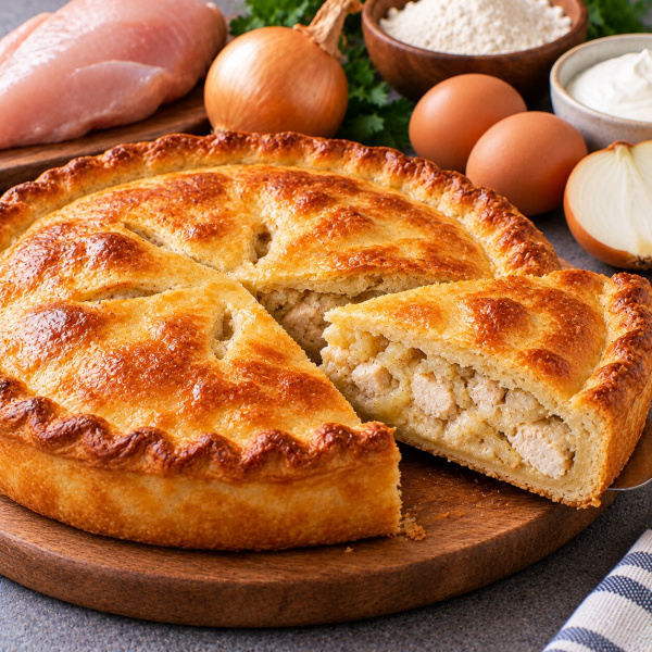 Пирог с курицей и луком