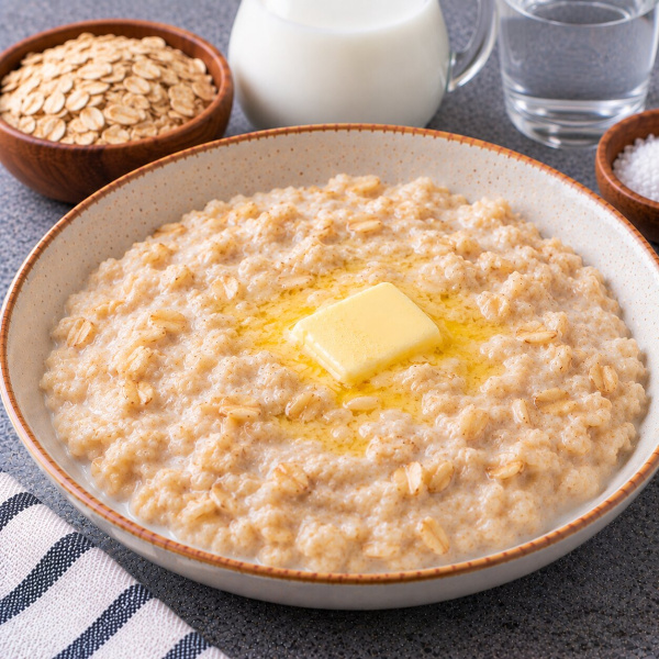 Каша геркулесовая на воде с молоком и маслом