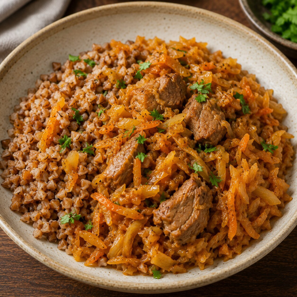 Гречка с солянкой с мясом