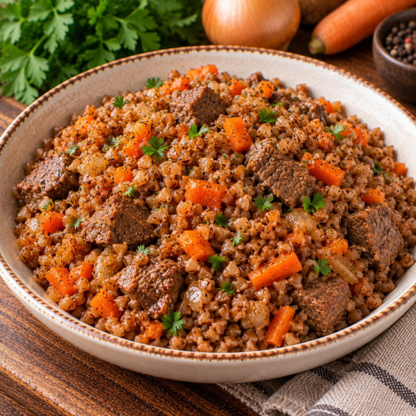 Гречка по купечески с говядиной