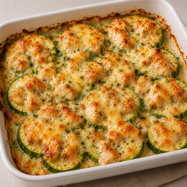 Кабачки с курицей и сыром в духовке