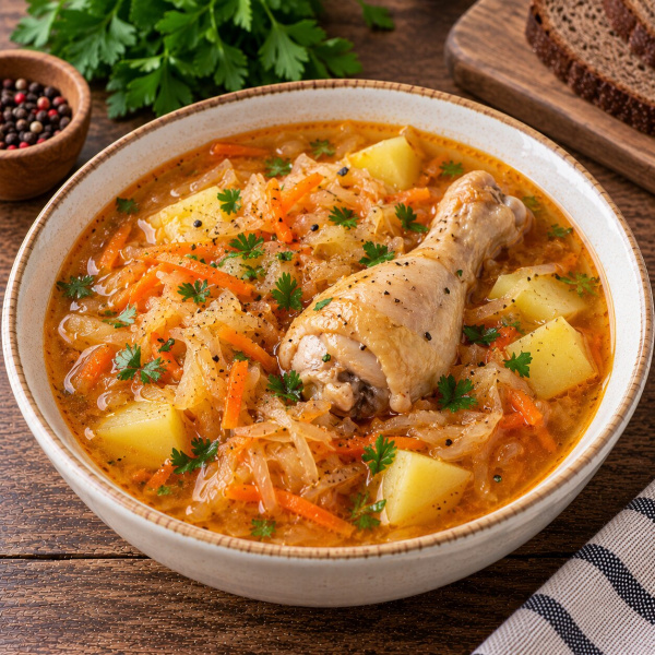 Солянка с курицей и картошкой
