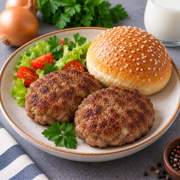 Котлеты из говядины с булкой
