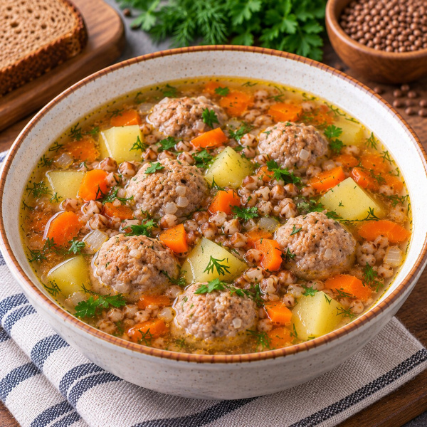 Суп с гречкой и фрикадельками