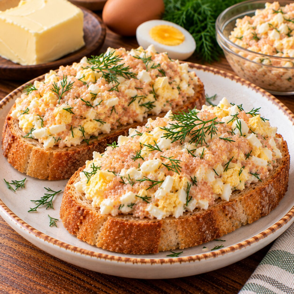 Икра минтая с маслом и яйцами