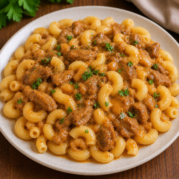 Макароны с мясной подливкой