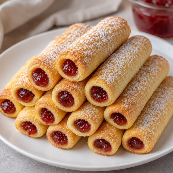 Трубочки творожные с джемом