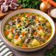 Суп с куриными желудками, рисом и картошкой