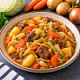 Говядина тушеная с овощами (морковь, картофель, капуста)
