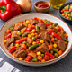 Говядина тушеная с овощами (мексиканской смесью)