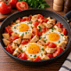 Яичница с помидорами и куриной грудкой