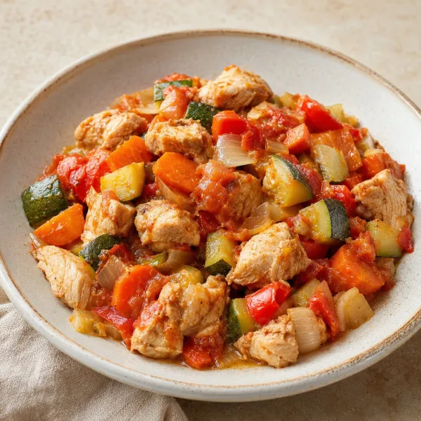 Курица тушеная с овощами