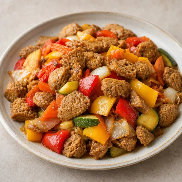 Соевое мясо с овощами