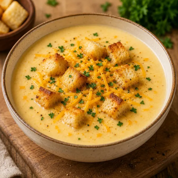 Сырный суп с гренками