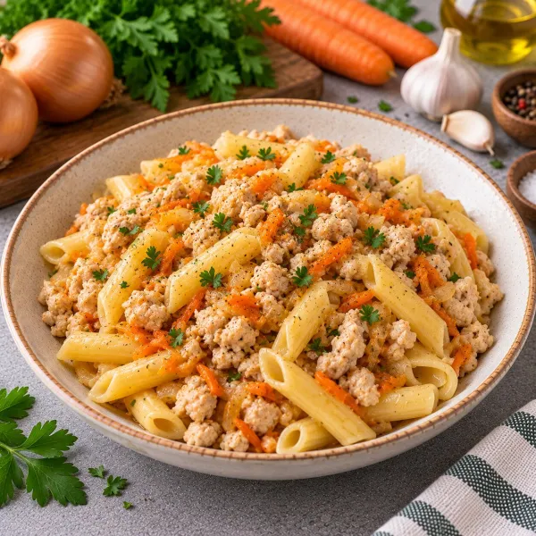 Макароны по флотски с куриным фаршем