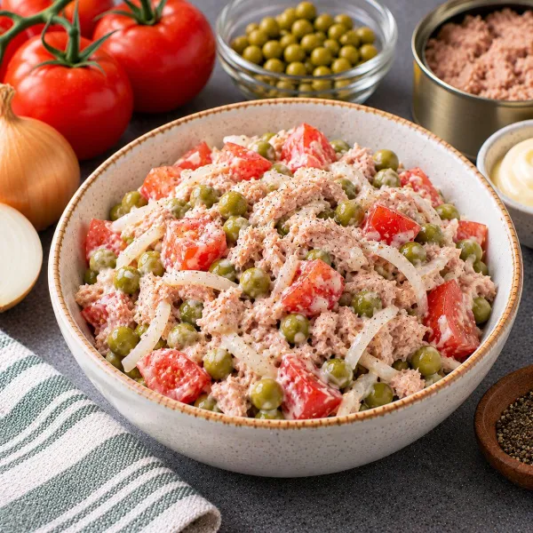 Салат из тунца с овощами