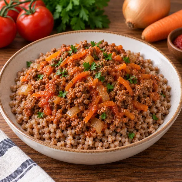 Гречка с мясной подливой
