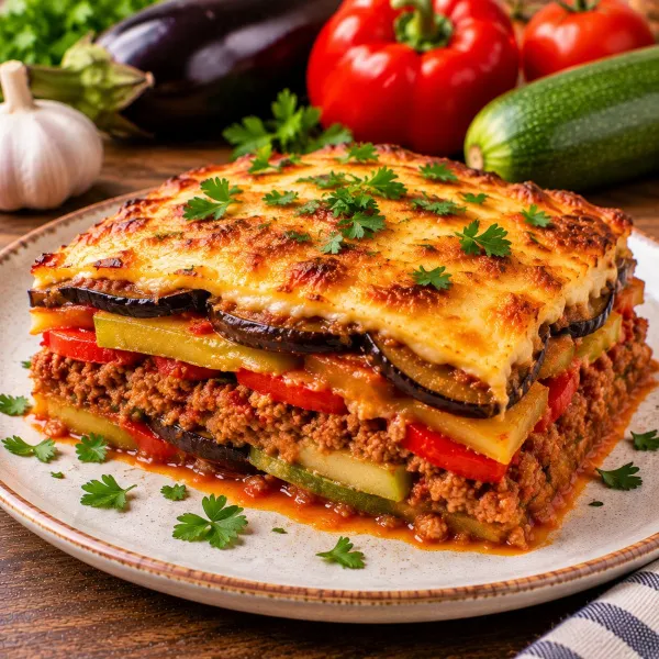 Мусака с курино-говяжьим фаршем