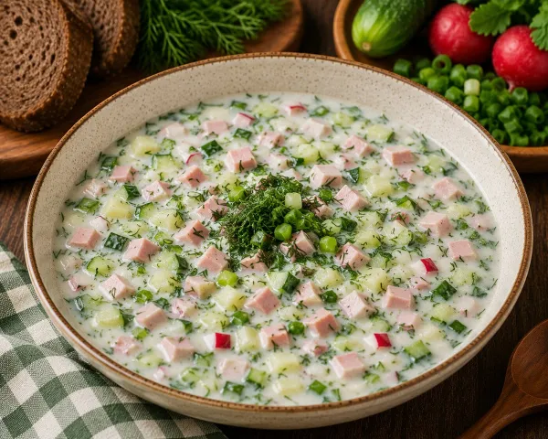 Окрошка с колбасой