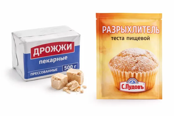 Разрыхлитель пищевой, дрожжи, пекарные, прессованные