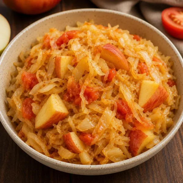 Тушеная капуста с яблоками