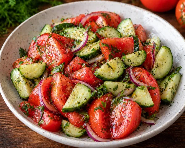 Салат из помидоров и огурцов