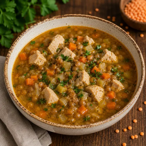 Суп с чечевицей и курицей